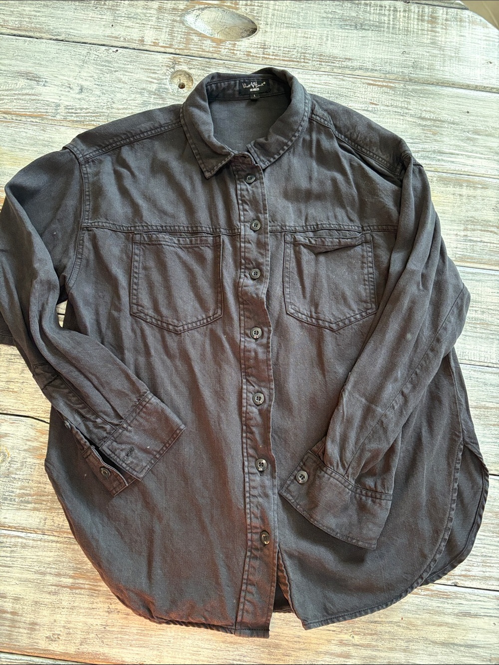 Velvet heart tencel/linen blend black shirt, size L